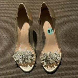 Elegant Gold Open-Toe Heels